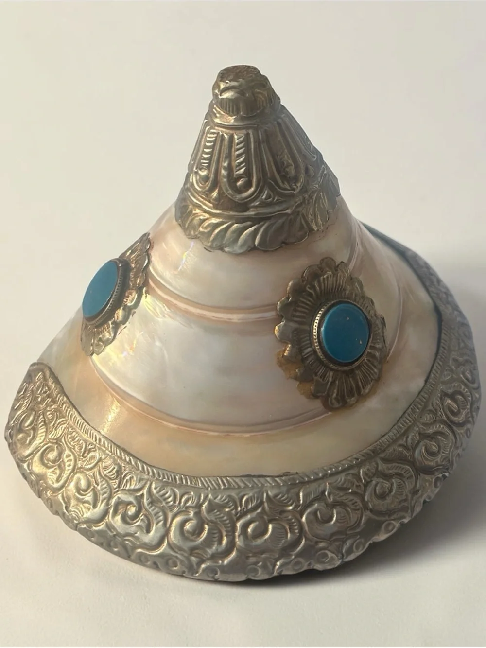 Vintage Tibetan Himalayan Pearl Shell Vessel